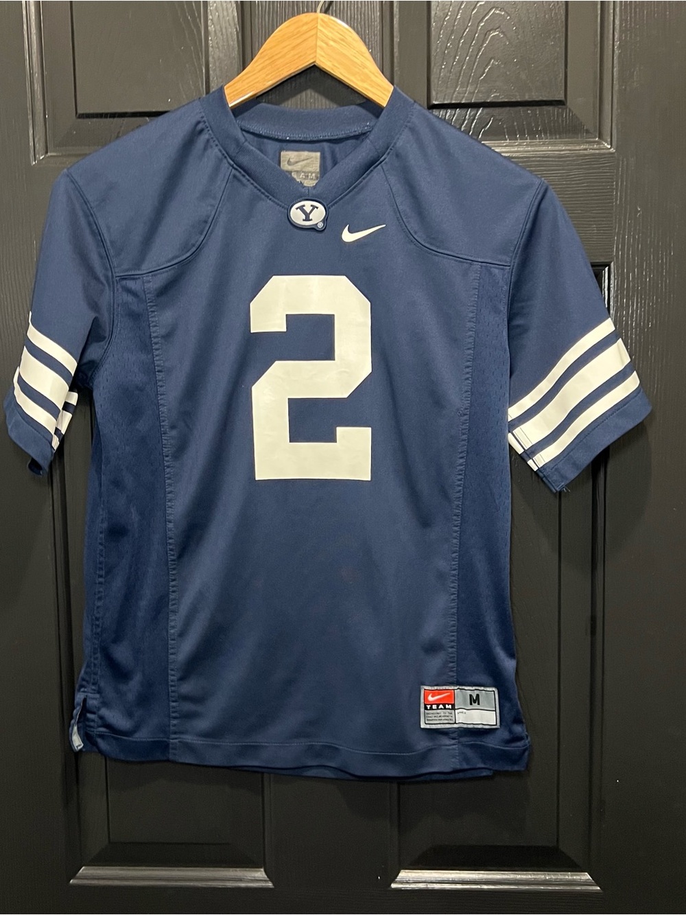 ⁠Nike BYU Cougars Youth Medium Football Jersey #2 Navy Blue NCAA College